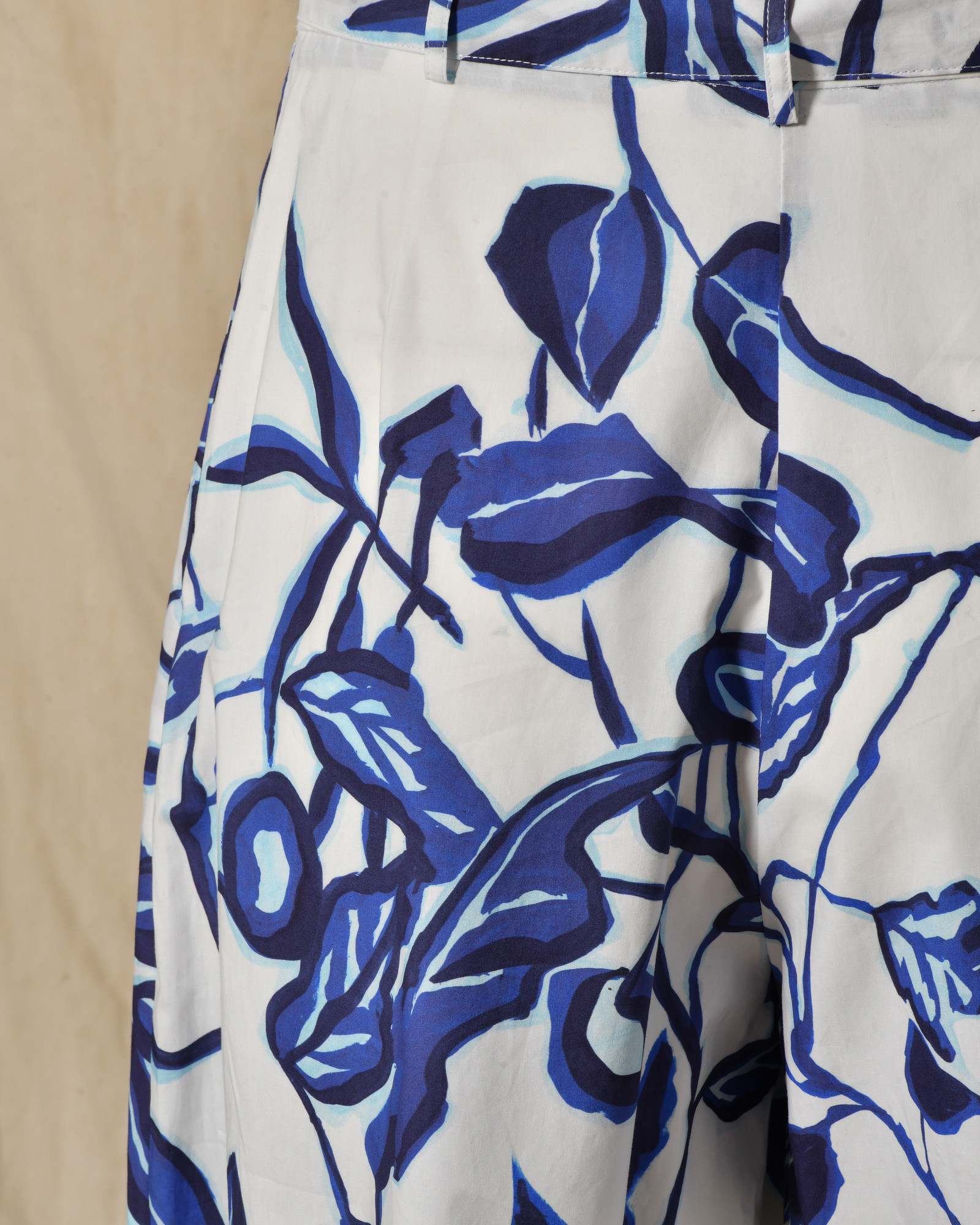 Pantalon blanc à imprimé bleu Lady Cotton