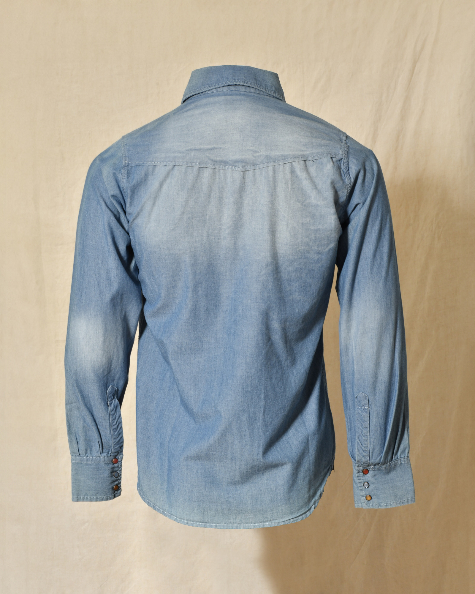 Chemise en coton bleu délavé à broderie multicolore Front Street