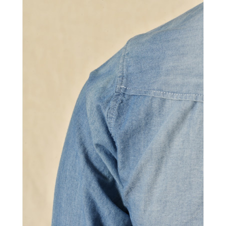 Chemise en coton bleu délavé à broderie multicolore Front Street