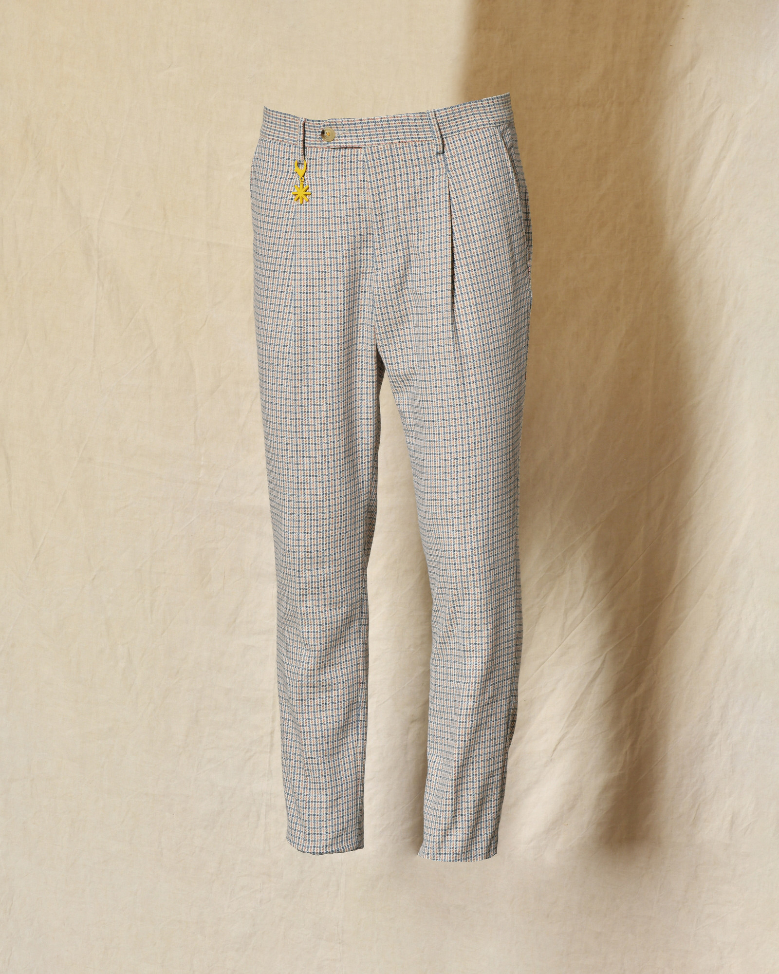 Pantalon à petits carreaux bleu Manuel Ritz