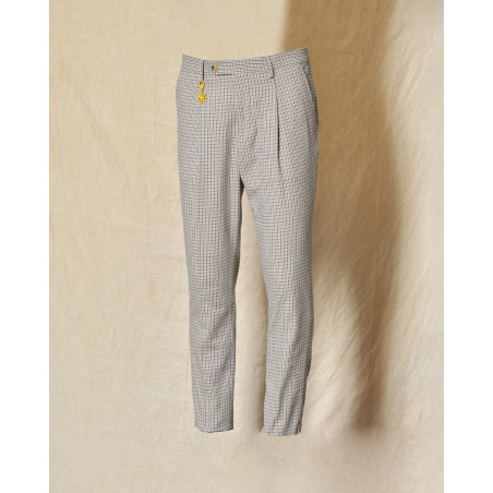 Pantalon à petits carreaux bleu Manuel Ritz