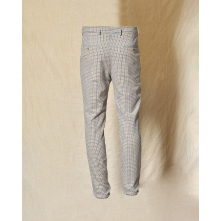 Pantalon à petits carreaux bleu Manuel Ritz