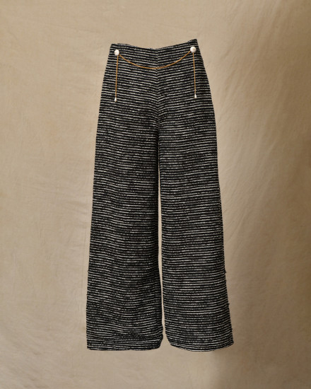 Pantalon en tweed et chaîne dorée Edward Achour