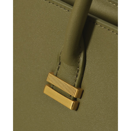 Sac en cuir lisse kaki à anses arrondies Kassandre