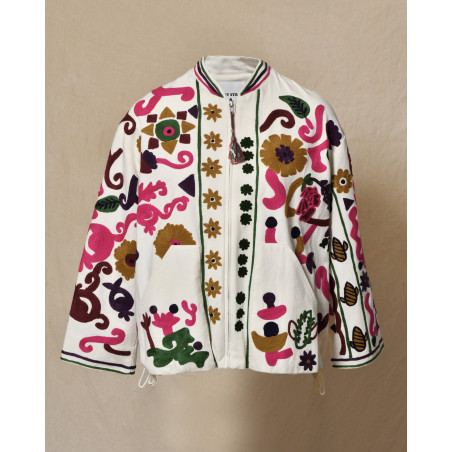 Blouson bomber blanc à imprimés floraux Front Street