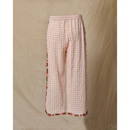 Pantalon en coton à carreaux à broderies florales Front Street