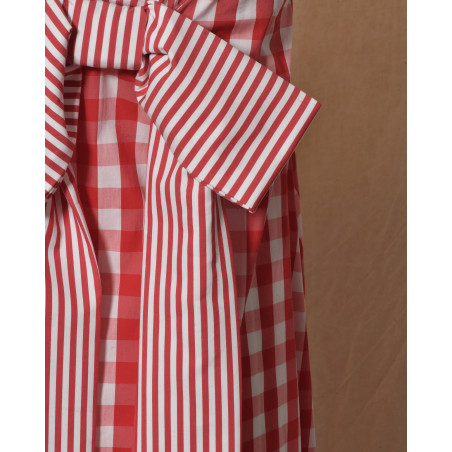 Robe longue sans manches à carreaux rouges Front Street