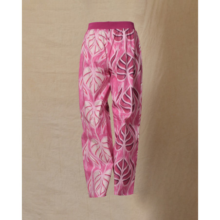 Pantalon en coton rose à motifs floraux She'so