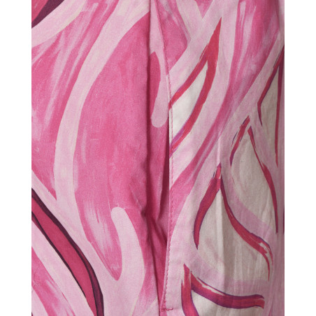 Pantalon en coton rose à motifs floraux She'so