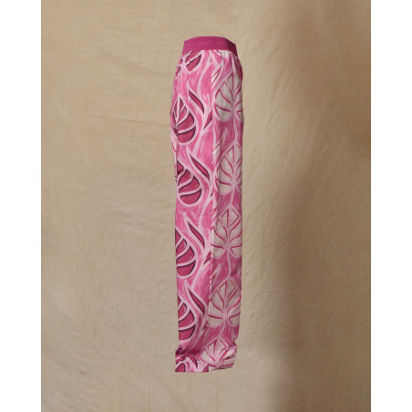Pantalon en coton rose à motifs floraux She'so