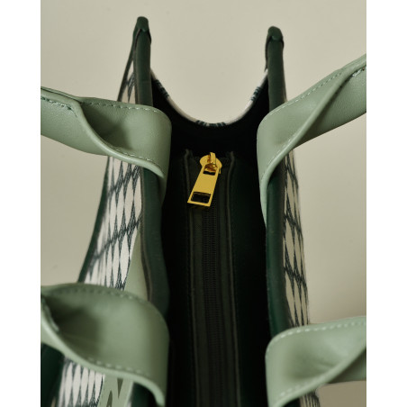 Sac cabas vert à motif monogramme Kassandre