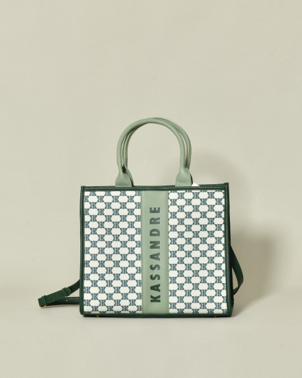 Sac cabas vert à motif monogramme Kassandre