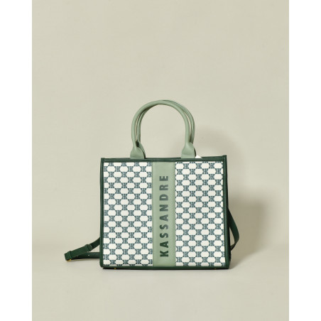 Sac cabas vert à motif monogramme Kassandre