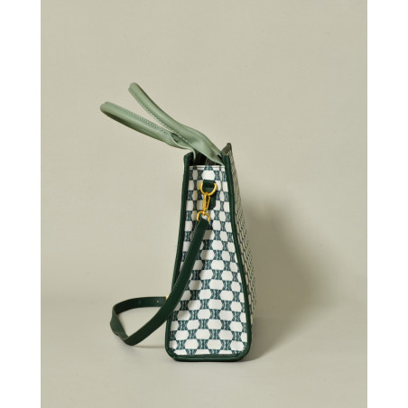 Sac cabas vert à motif monogramme Kassandre