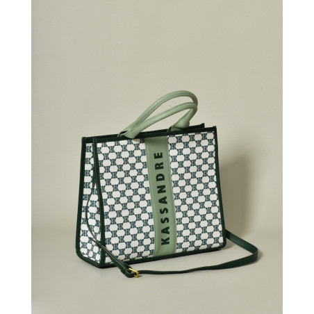 Sac cabas vert à motif monogramme Kassandre