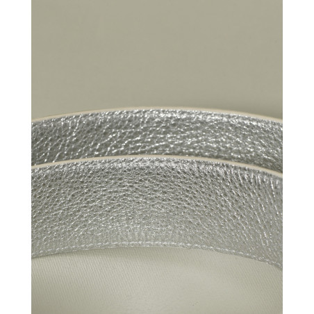 Ceinture argentée en cuir grainé réglable Falorni