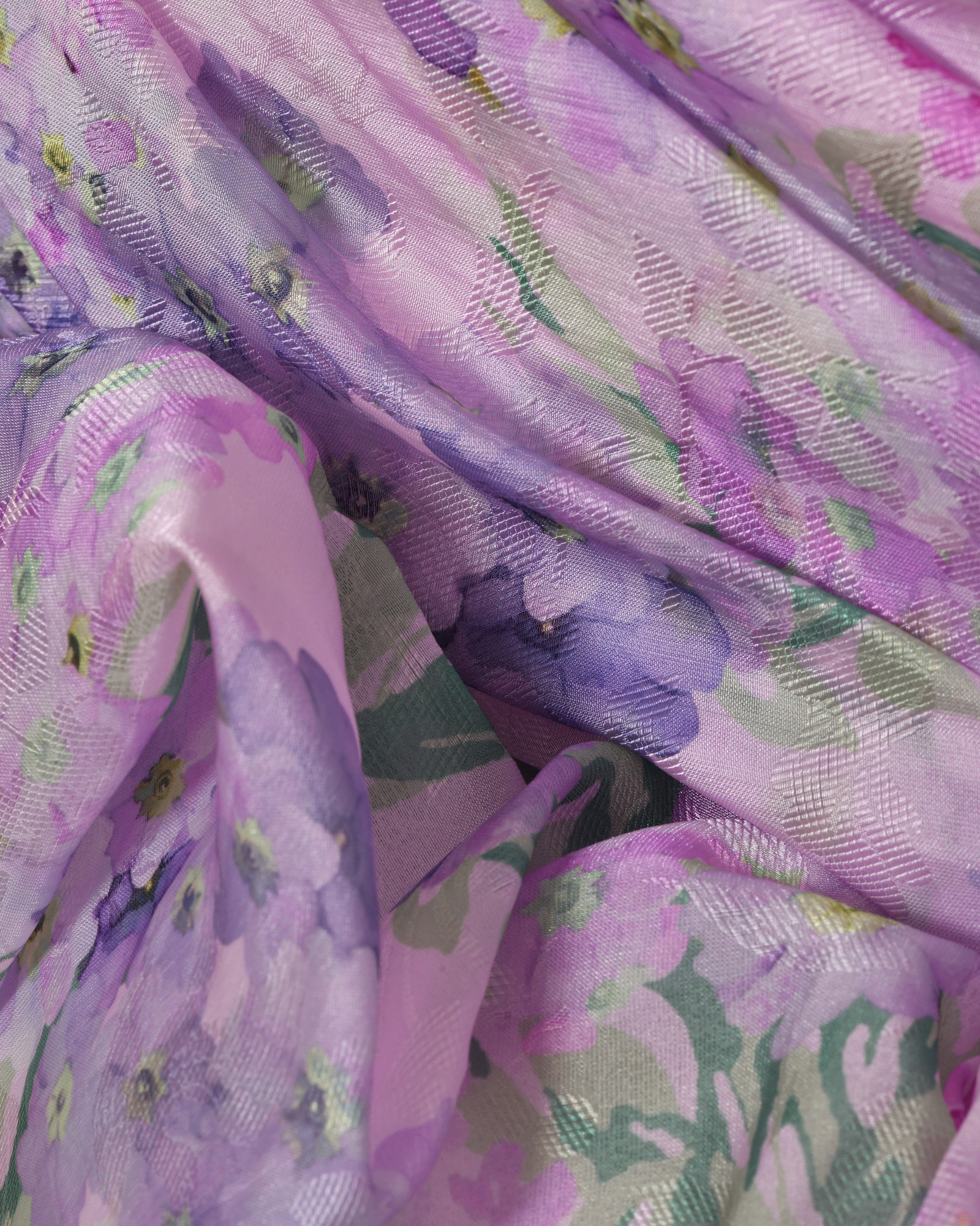 Jupe asymétrique froncé violette à imprimés floraux Edward Achour