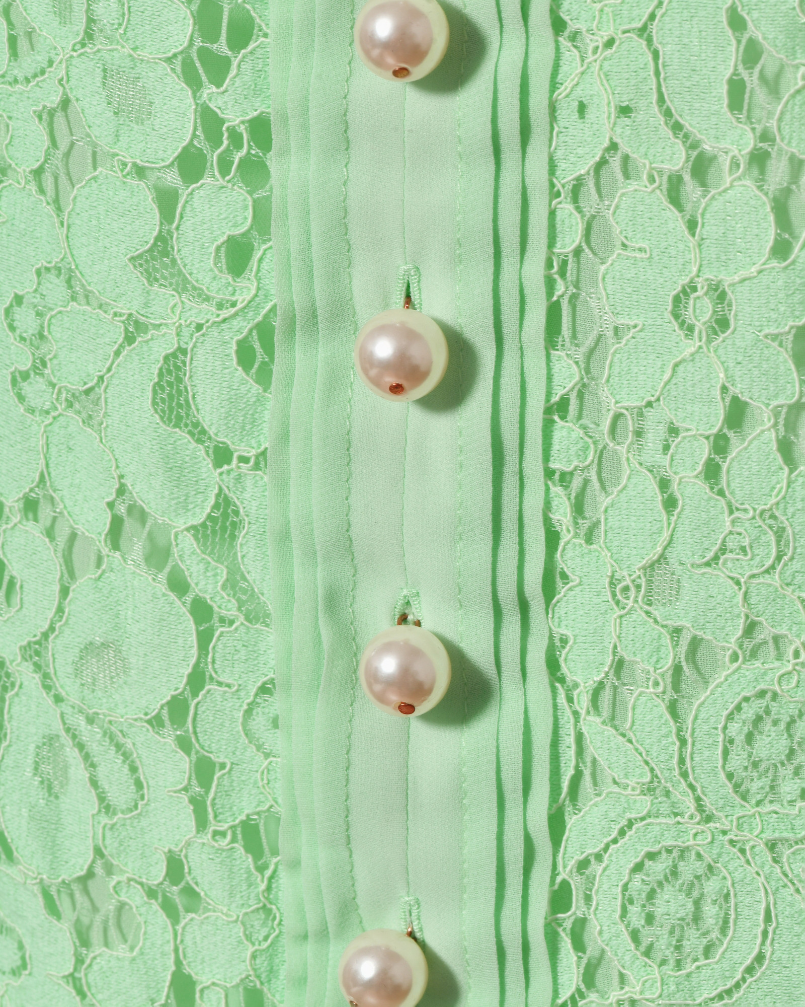 Robe en dentelle plissée verte Edward Achour