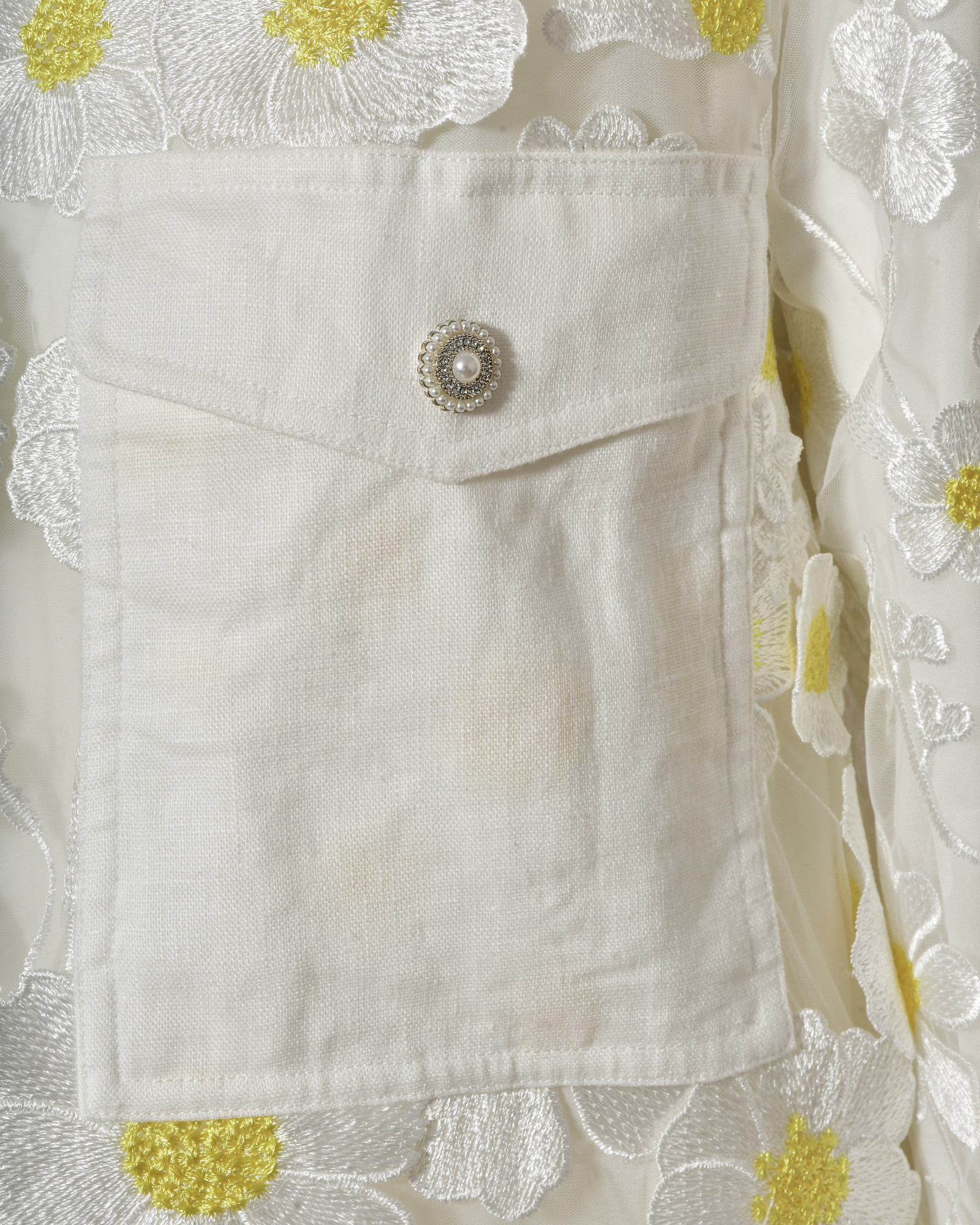 Top blanc à broderie floral Edward Achour