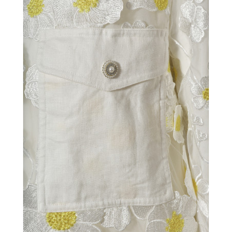 Top blanc à broderie floral Edward Achour