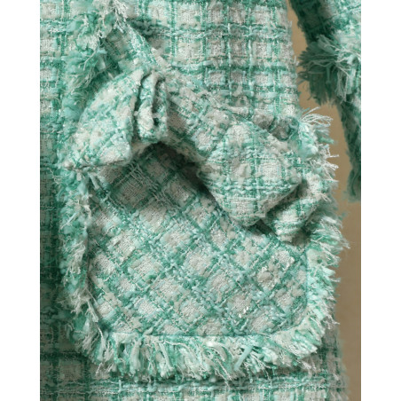 Manteau en tweed bleu à dos plissé Edward Achour