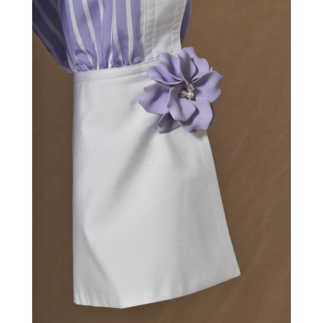 Chemisier à rayures violettes et broderie floral Edward Achour