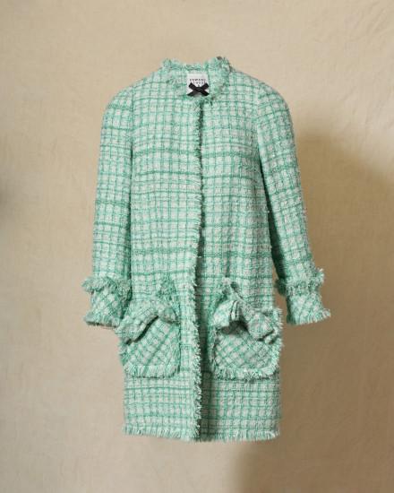 Manteau en tweed bleu à dos plissé Edward Achour