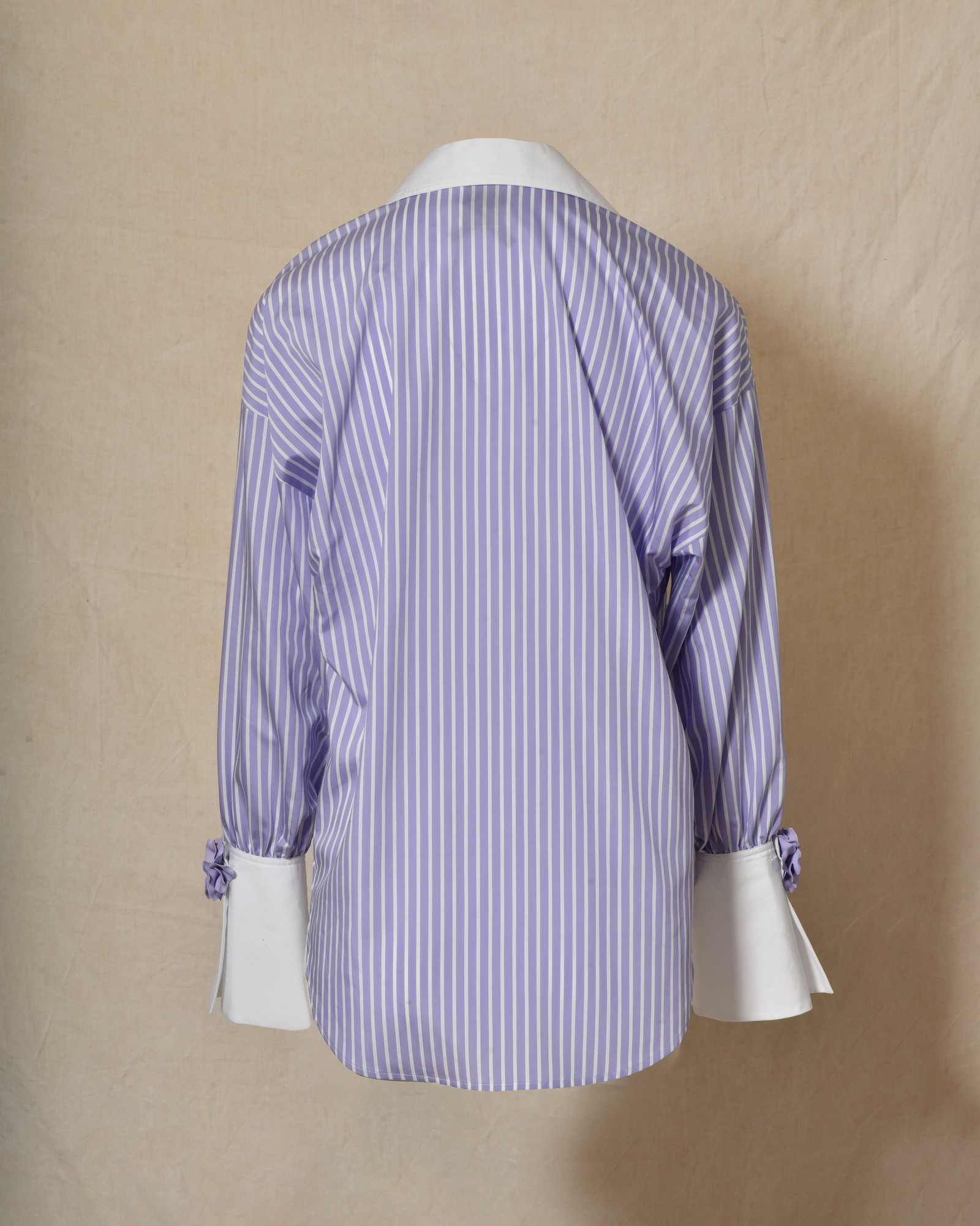 Chemisier à rayures violettes et broderie floral Edward Achour