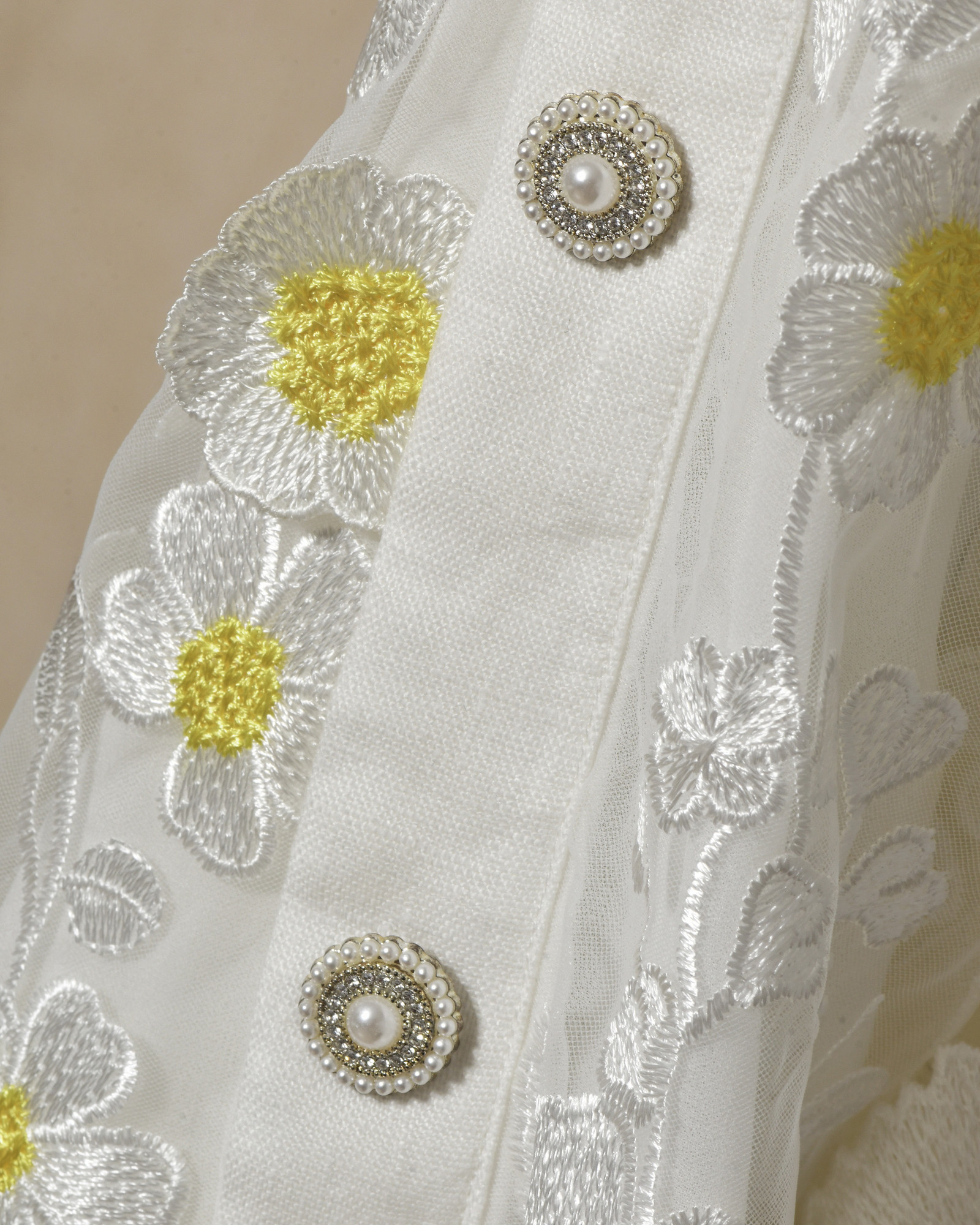 Top blanc à broderie floral Edward Achour