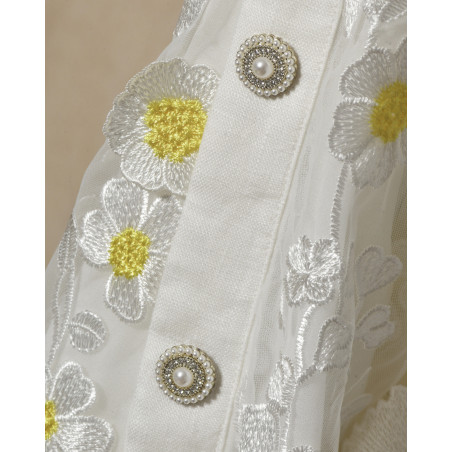 Top blanc à broderie floral Edward Achour