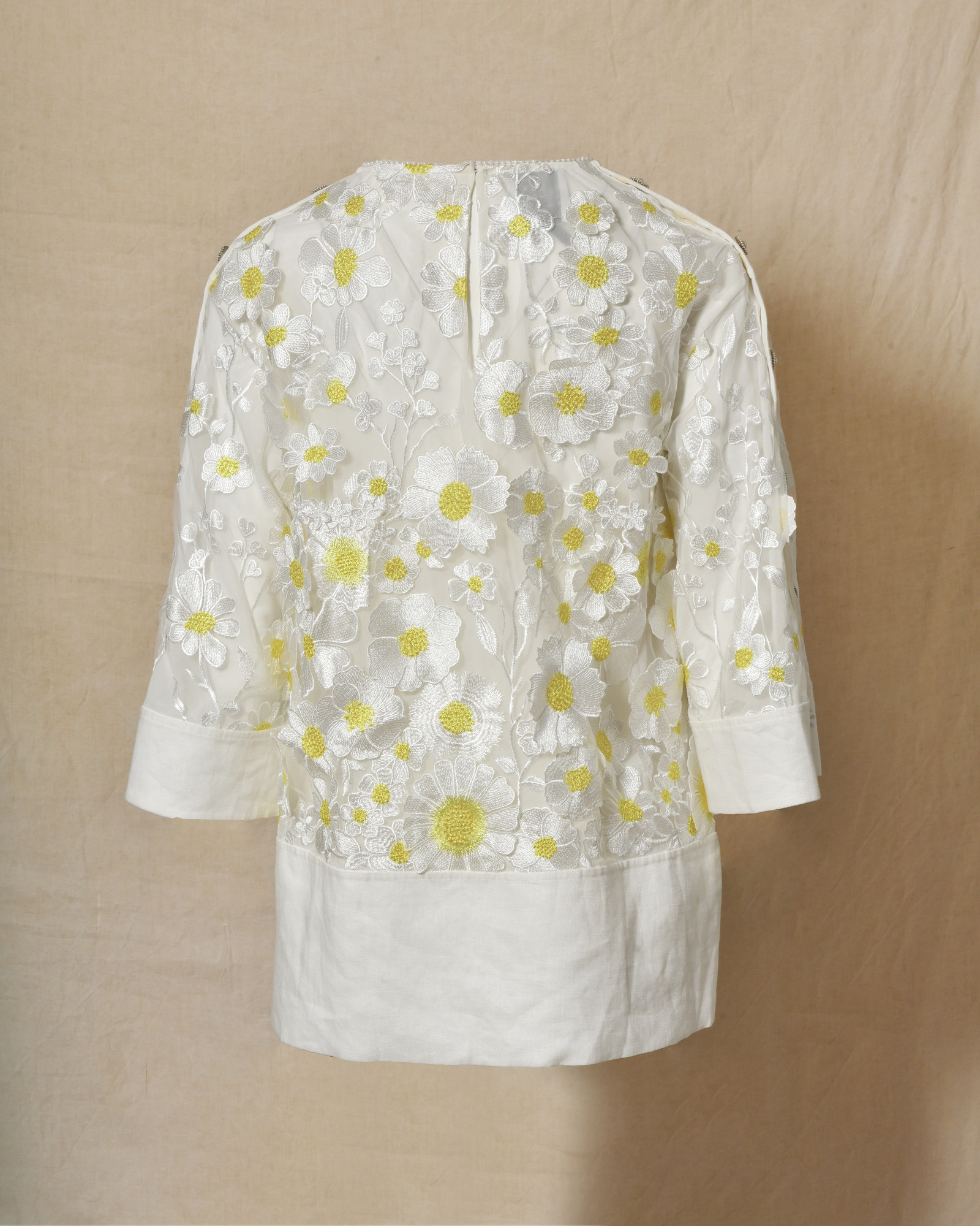 Top blanc à broderie floral Edward Achour