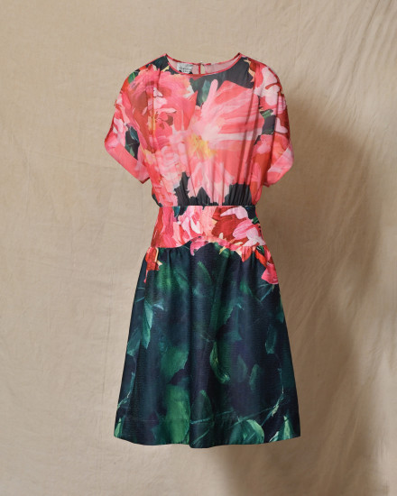 Robe patineuse à imprimés floraux multicolores Edward Achour