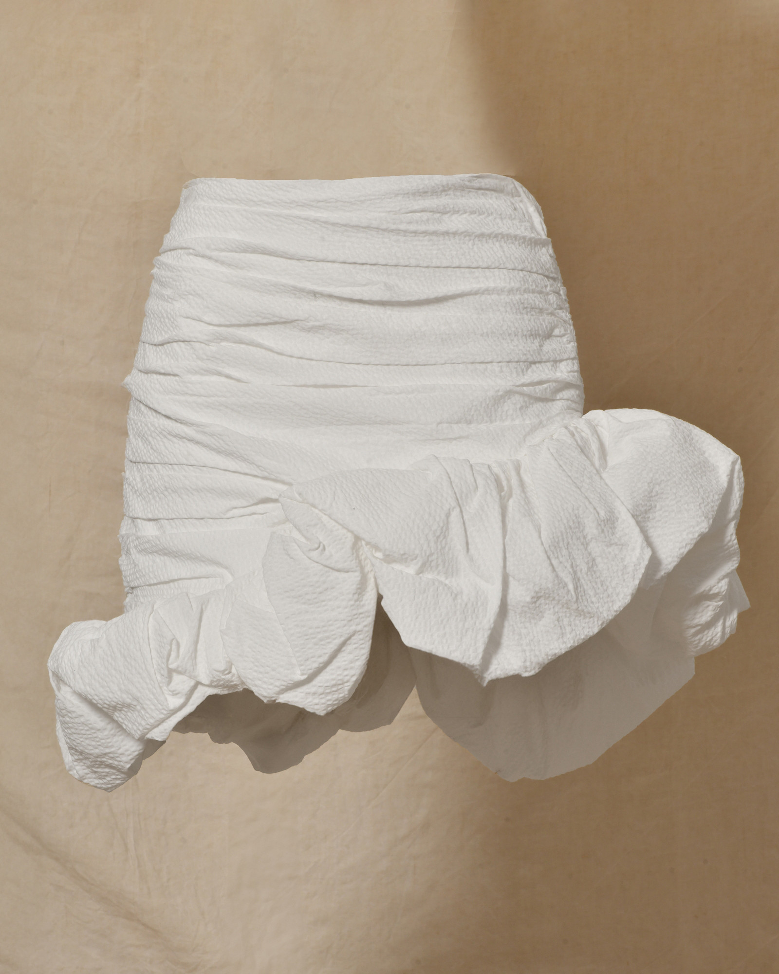 Jupe asymétrique froncé blanche Edward Achour