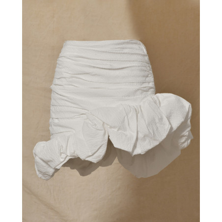 Jupe asymétrique froncé blanche Edward Achour