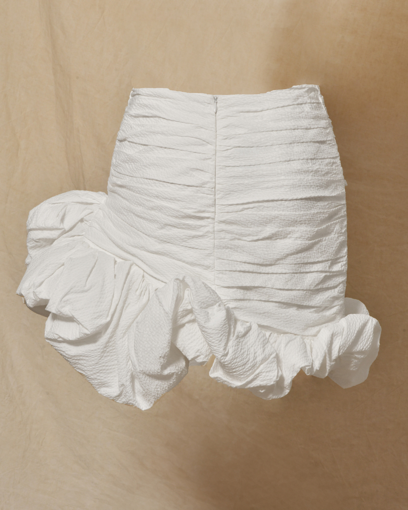 Jupe asymétrique froncé blanche Edward Achour