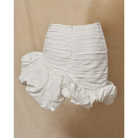 Jupe asymétrique froncé blanche Edward Achour