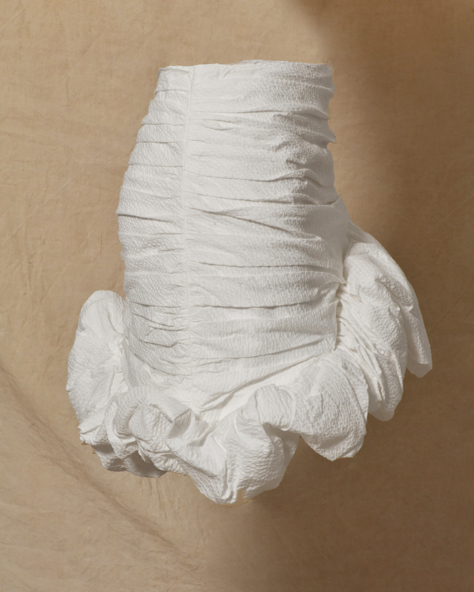 Jupe asymétrique froncé blanche Edward Achour