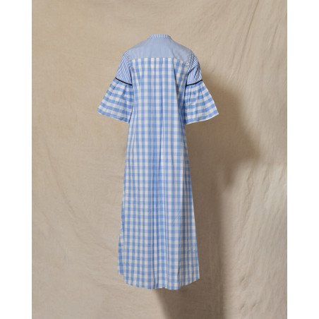 Robe longue bleue à carreaux Front Street