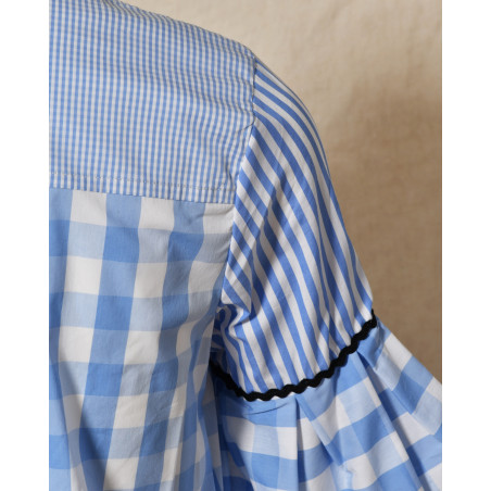 Robe longue bleue à carreaux Front Street