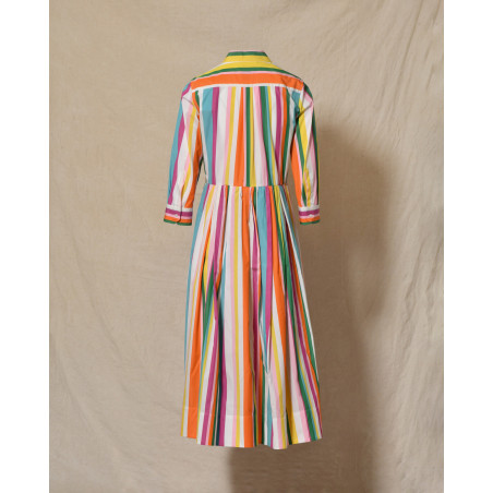 Robe longue à rayures multicolores Sara Roka