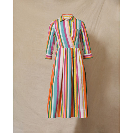 Robe longue à rayures multicolores Sara Roka
