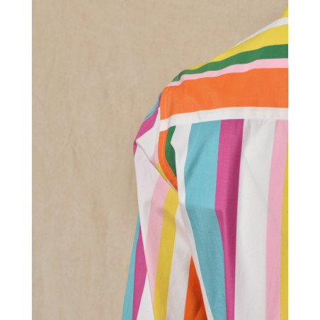Robe longue à rayures multicolores Sara Roka