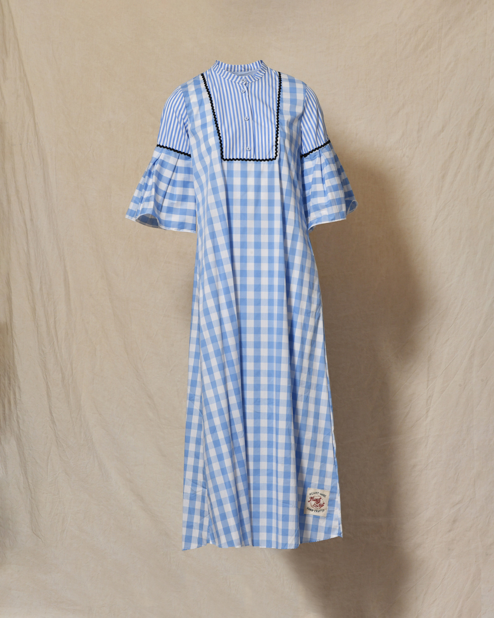 Robe longue bleue à carreaux Front Street