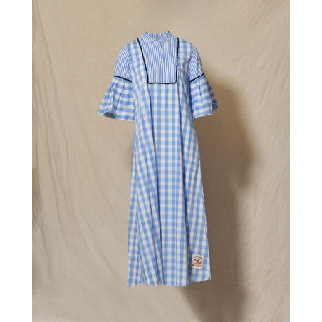 Robe longue bleue à carreaux Front Street