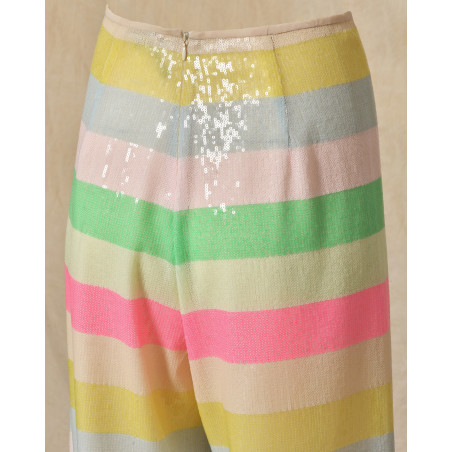 Pantalon en sequins à rayures multicolores Edward Achour