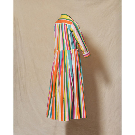 Robe longue à rayures multicolores Sara Roka