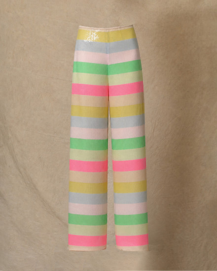 Pantalon en sequins à rayures multicolores Edward Achour
