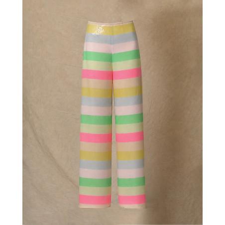 Pantalon en sequins à rayures multicolores Edward Achour