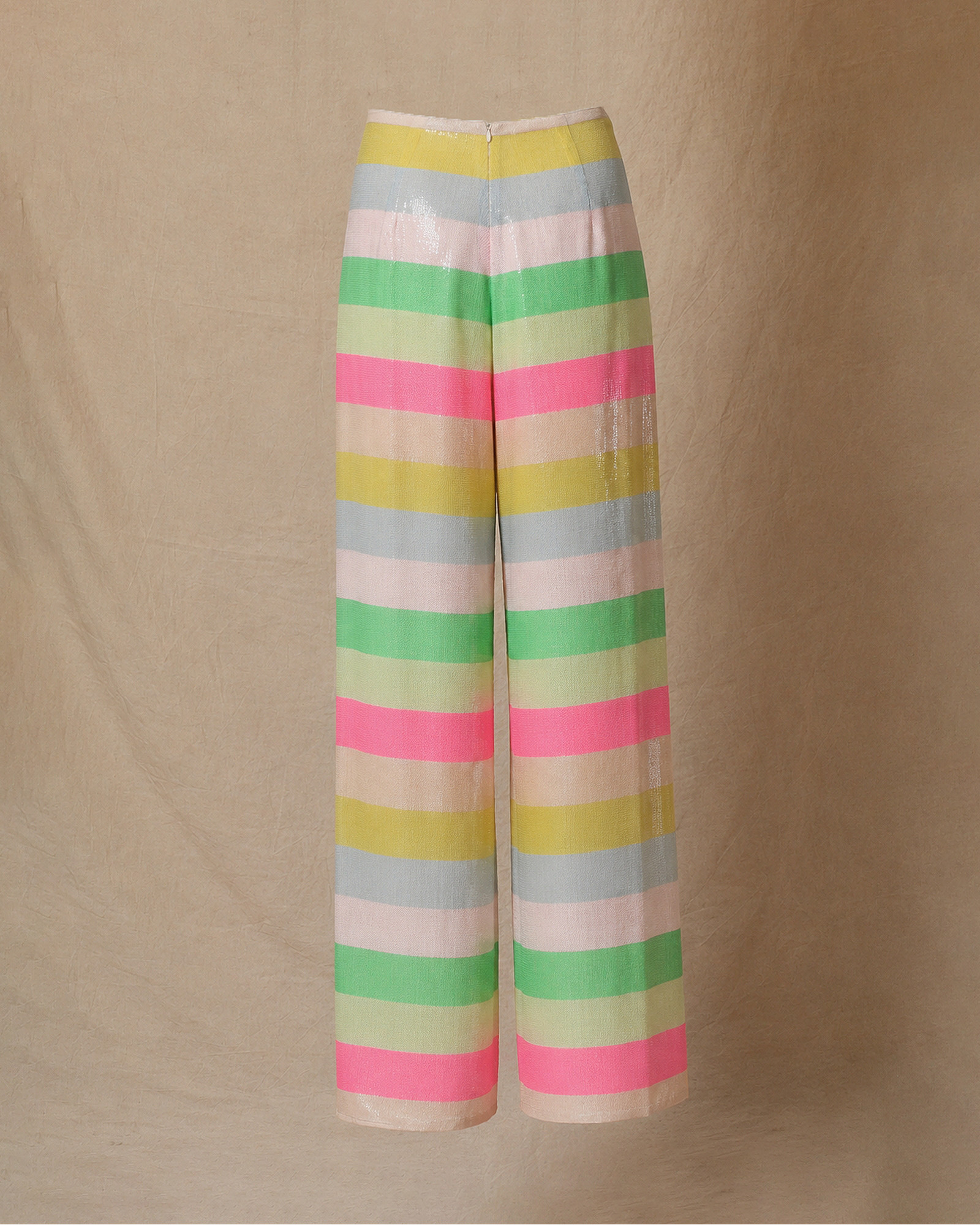 Pantalon en sequins à rayures multicolores Edward Achour