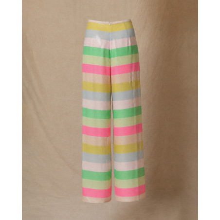Pantalon en sequins à rayures multicolores Edward Achour